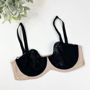 Soma Tell Tale Black and Blush Peekaboo Bra Size 32C